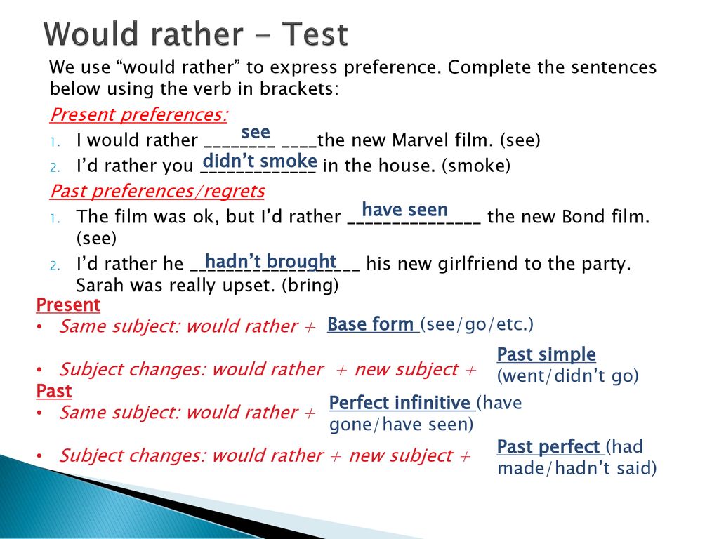 Como usar WOULD RATHER? - New