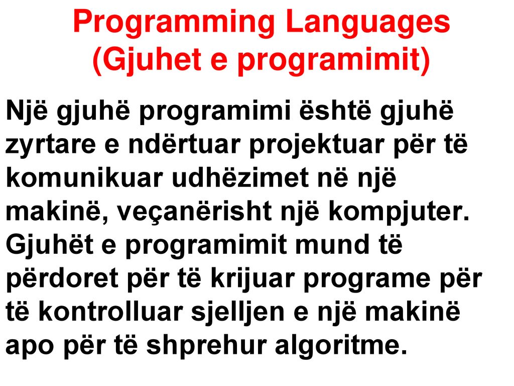 Programming Languages (Gjuhet e programimit)