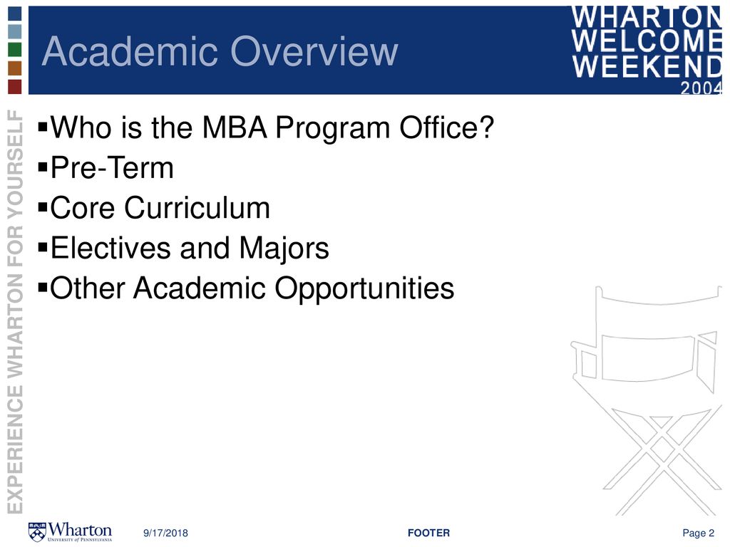 Academic Overview Who is the MBA Program Office Pre-Term