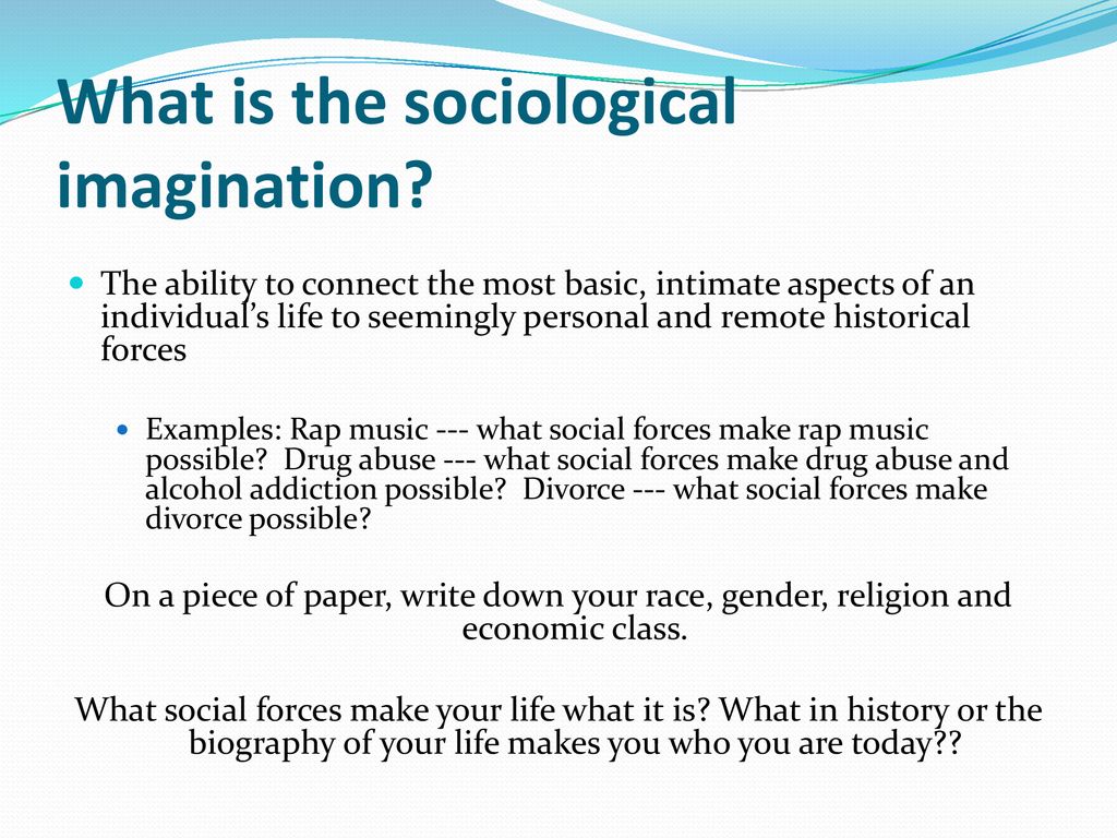 an example of sociological imagination