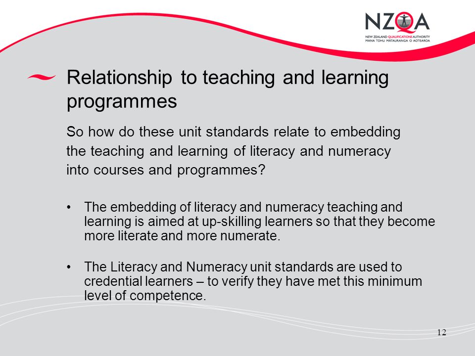 Relationship to teaching and learning programmes