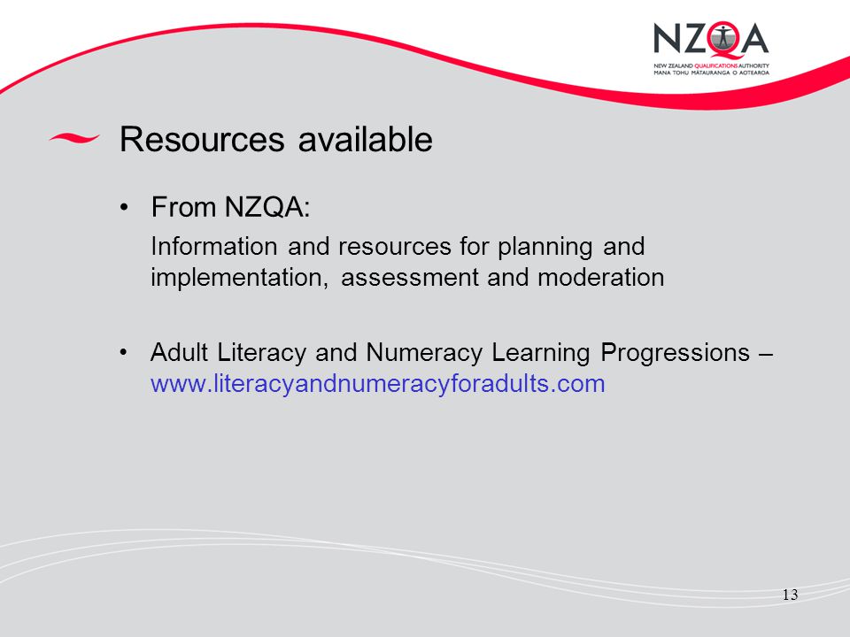 Resources available From NZQA: