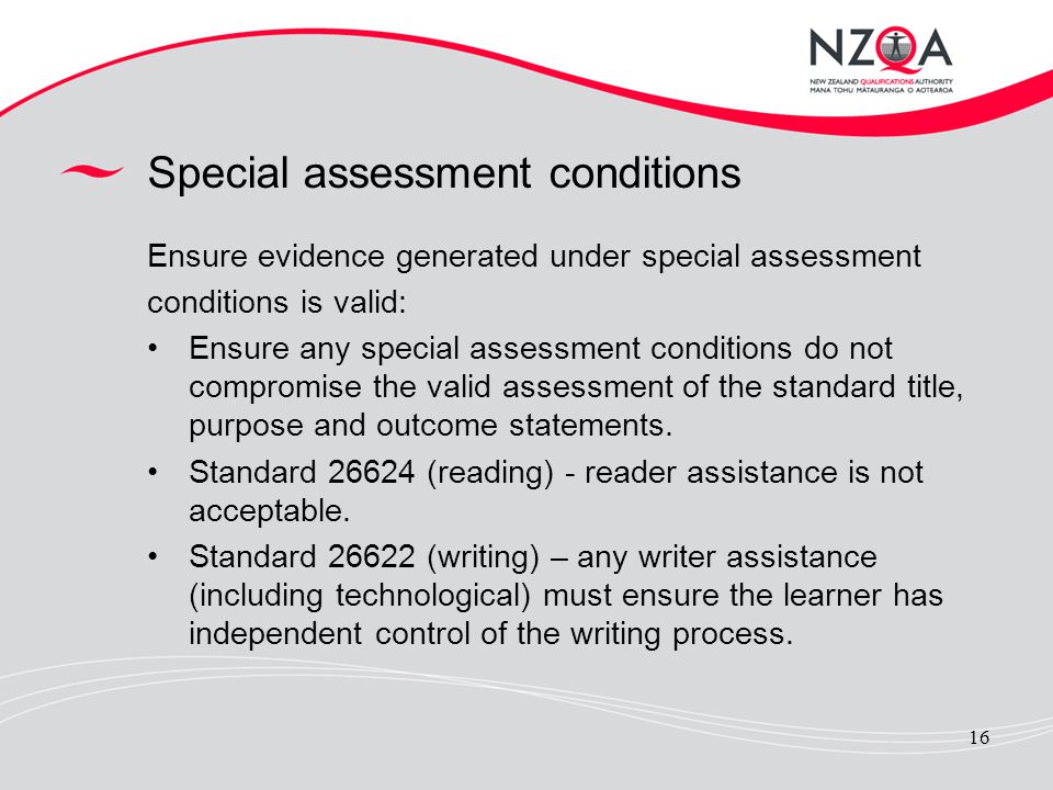 Special assessment conditions