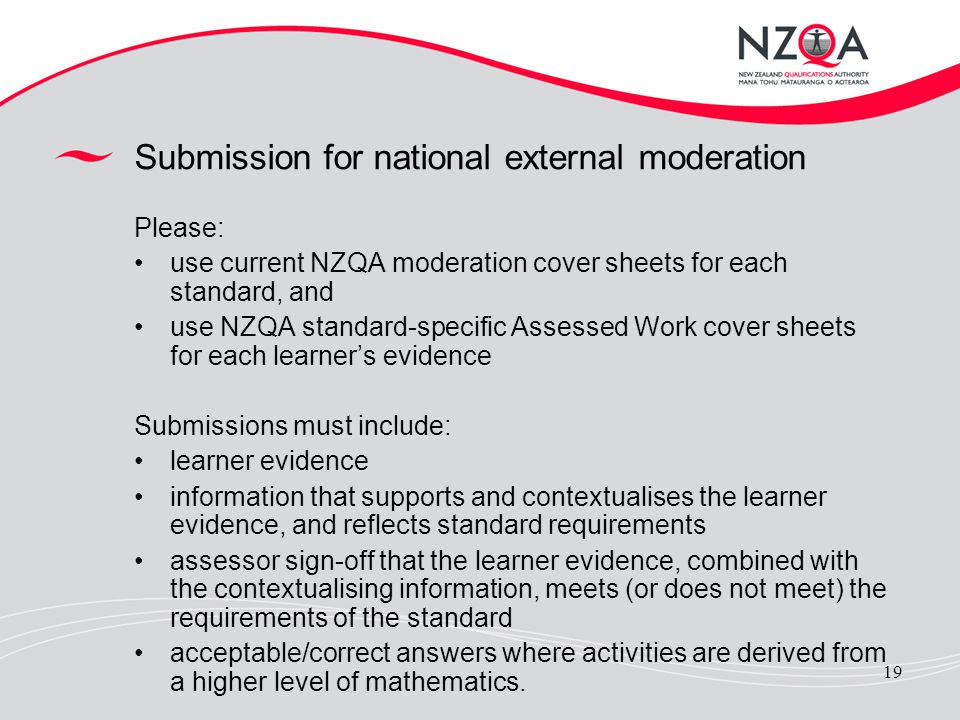 Submission for national external moderation