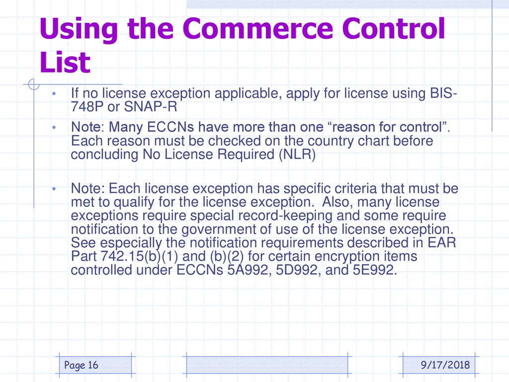 Commerce Control List Country Chart