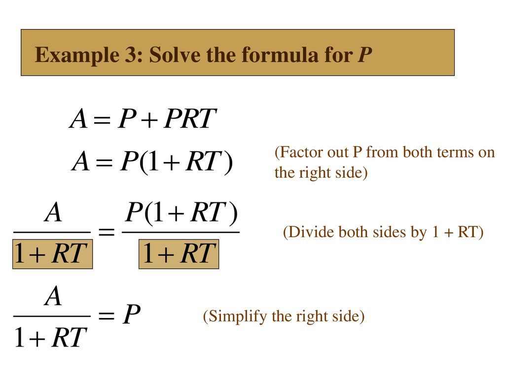 Example 3: Solve the formula for P