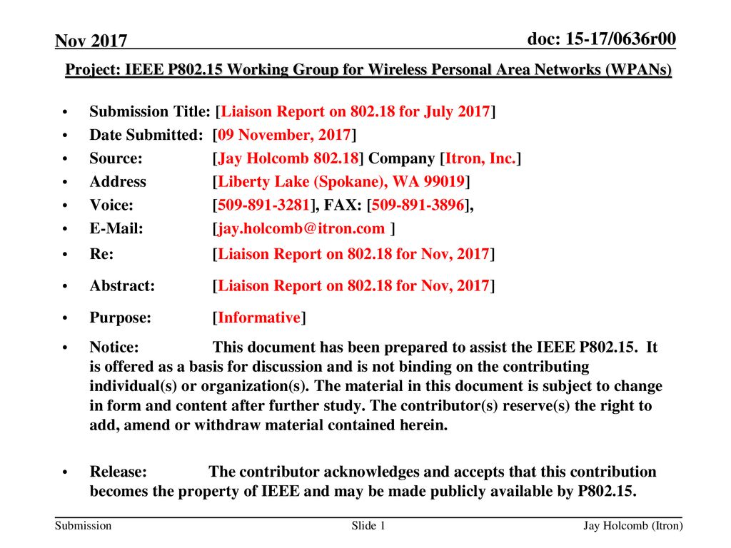 Nov 2017 Project Ieee P Working Group For Wireless Personal Area