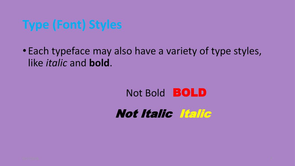 Not Italic Italic Type (Font) Styles
