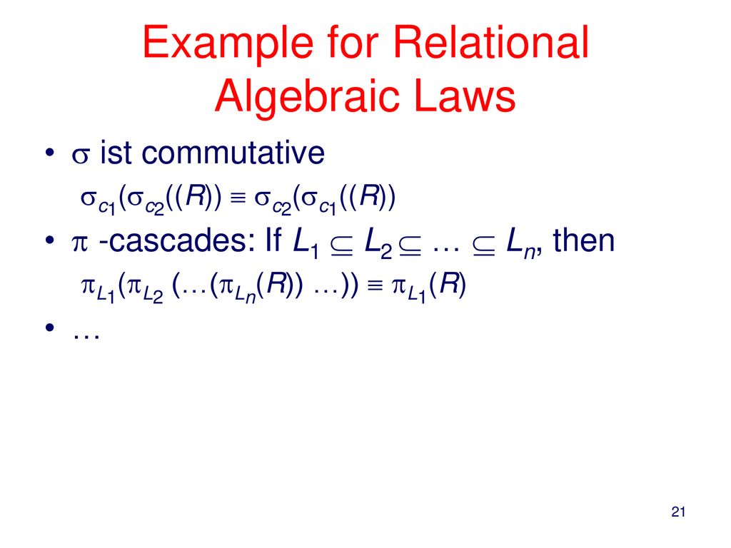 Example for Relational Algebraic Laws