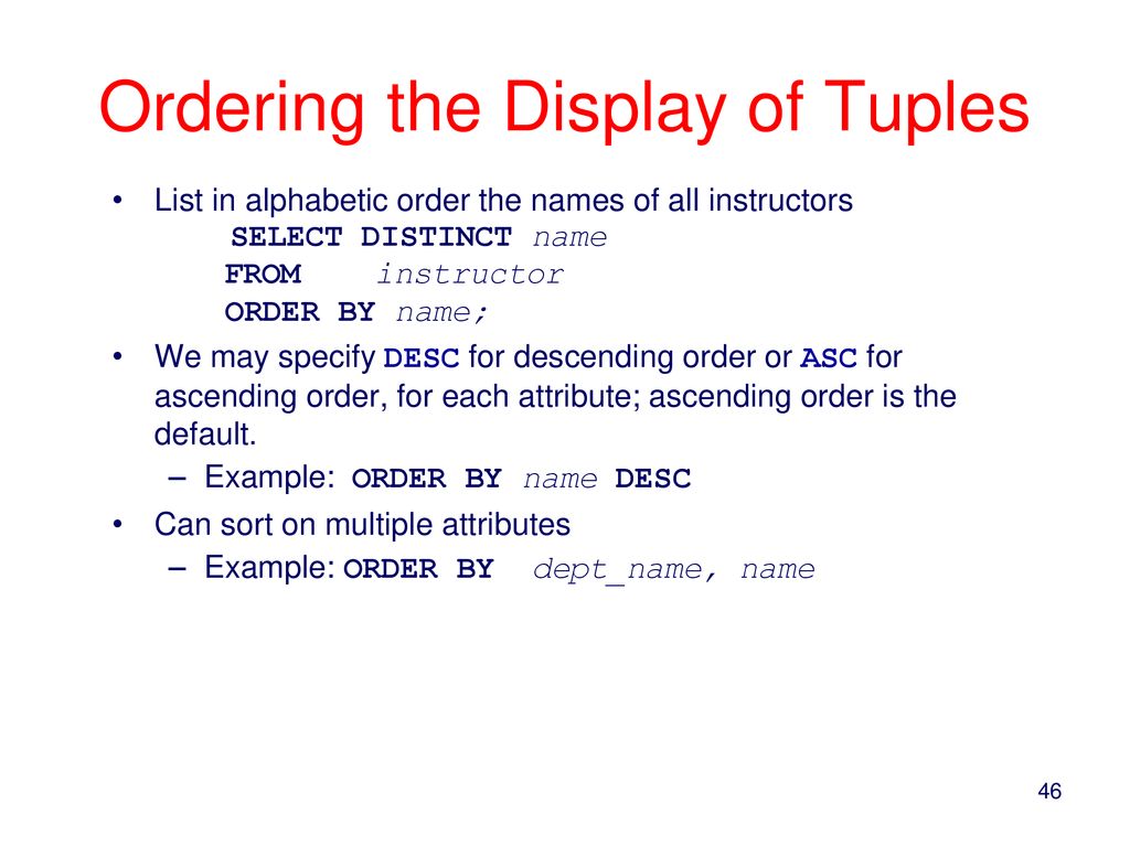 Ordering the Display of Tuples