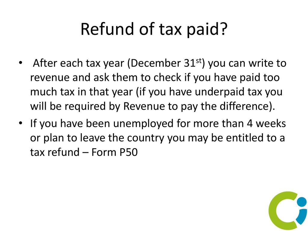 Refund of tax paid