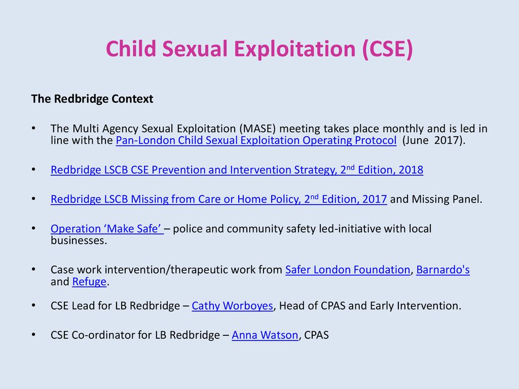 Child Sexual Exploitation (CSE): Briefing For The School Community ...