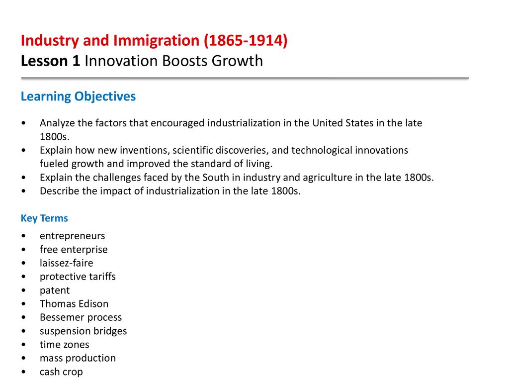 Industry And Immigration Lesson 1 Innovation Boosts