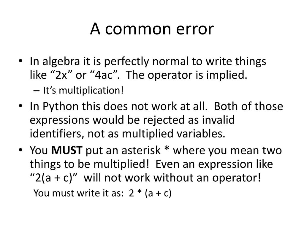 CS 115 More Python (Data Types and Arithmetic); Testing - ppt download