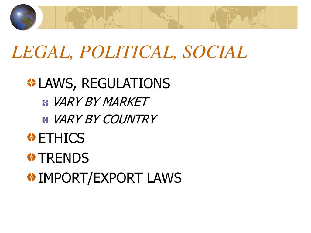 LEGAL, POLITICAL, SOCIAL