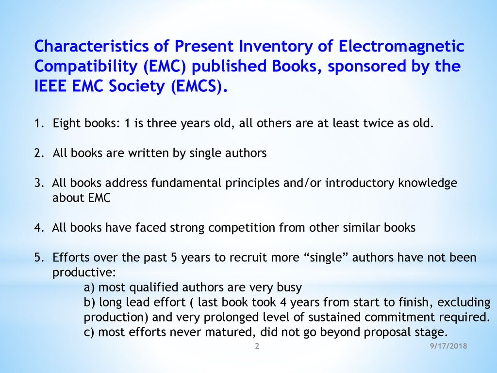 Characteristics of Present Inventory of Electromagnetic