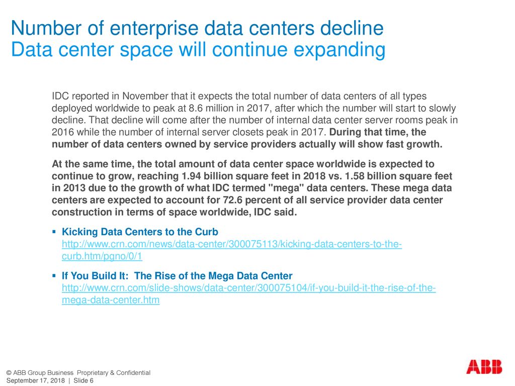Number of enterprise data centers decline