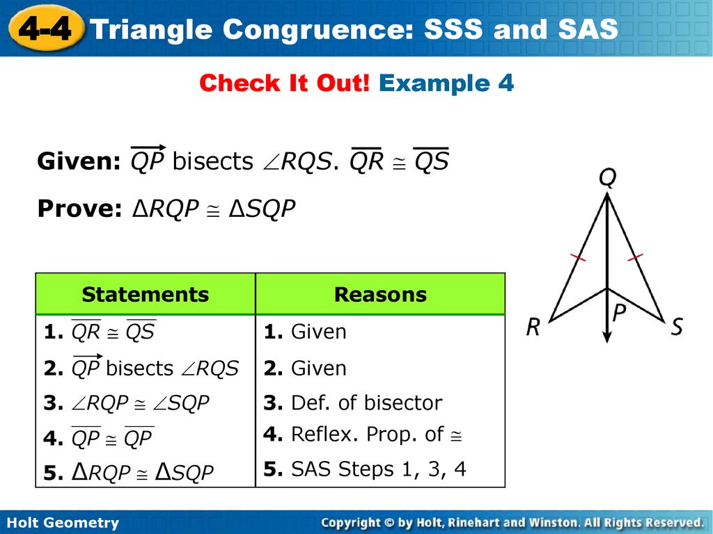 Objectives Apply SSS and SAS to construct triangles and solve problems