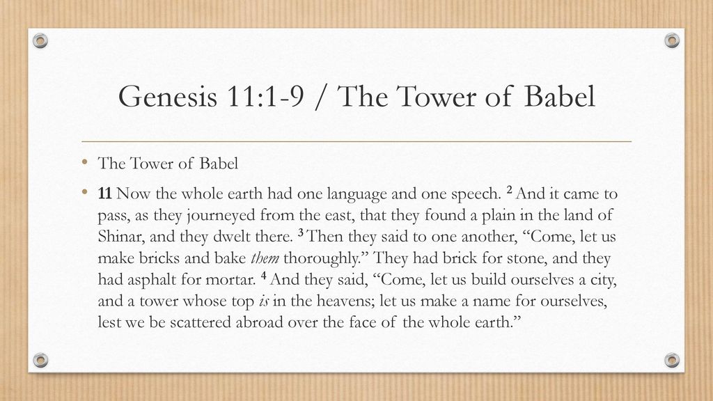 Genesis 11:1-9 / The Tower of Babel