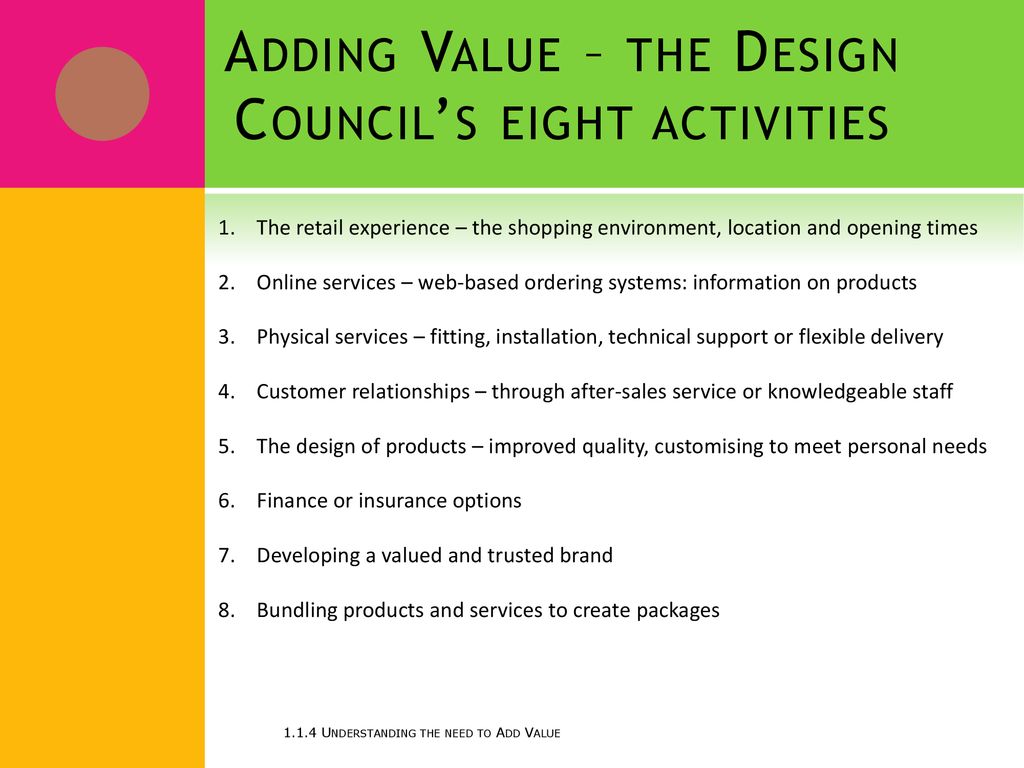 Adding Value – the Design Council’s eight activities