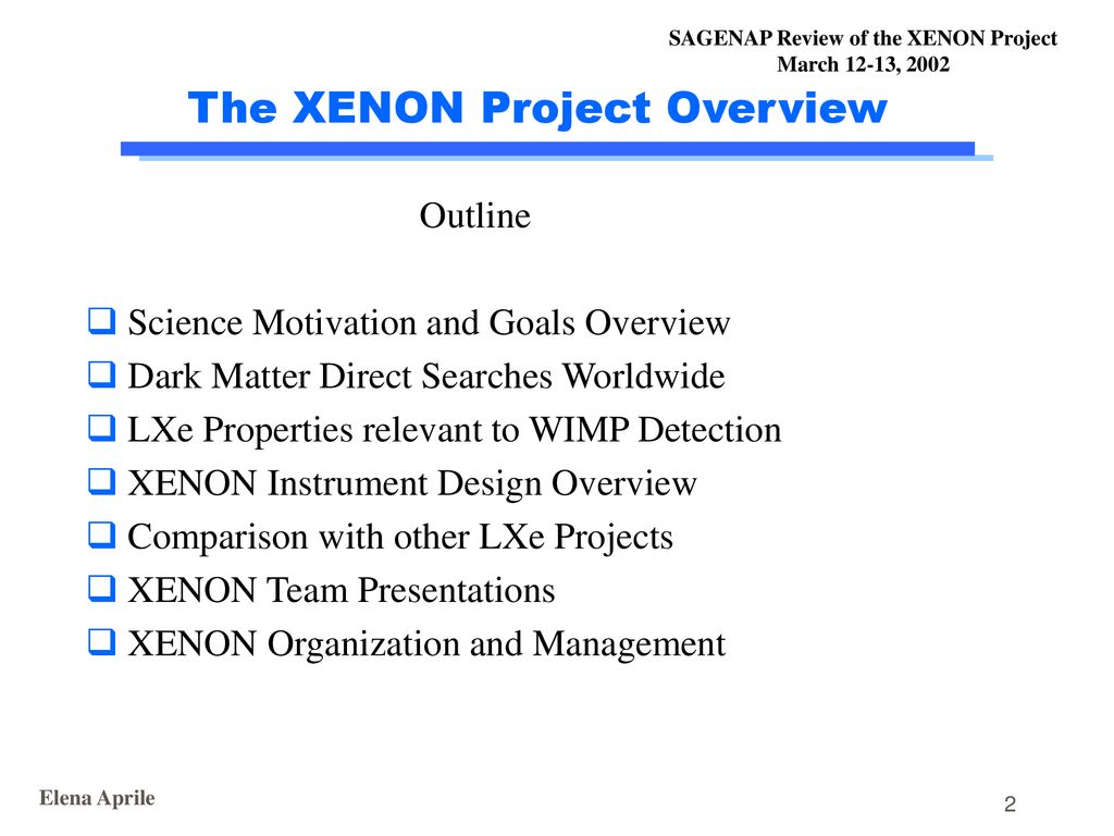 The XENON Project Overview