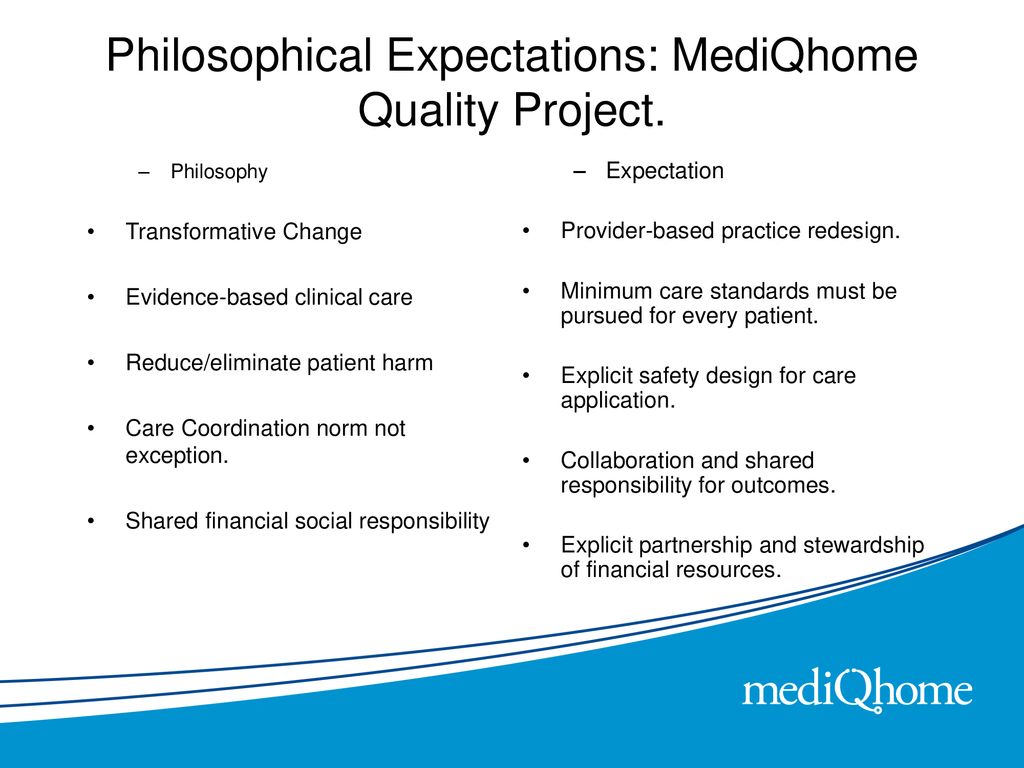 Philosophical Expectations: MediQhome Quality Project.