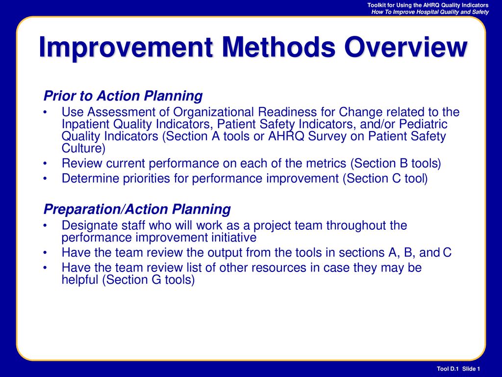 Improvement Methods Overview - ppt download