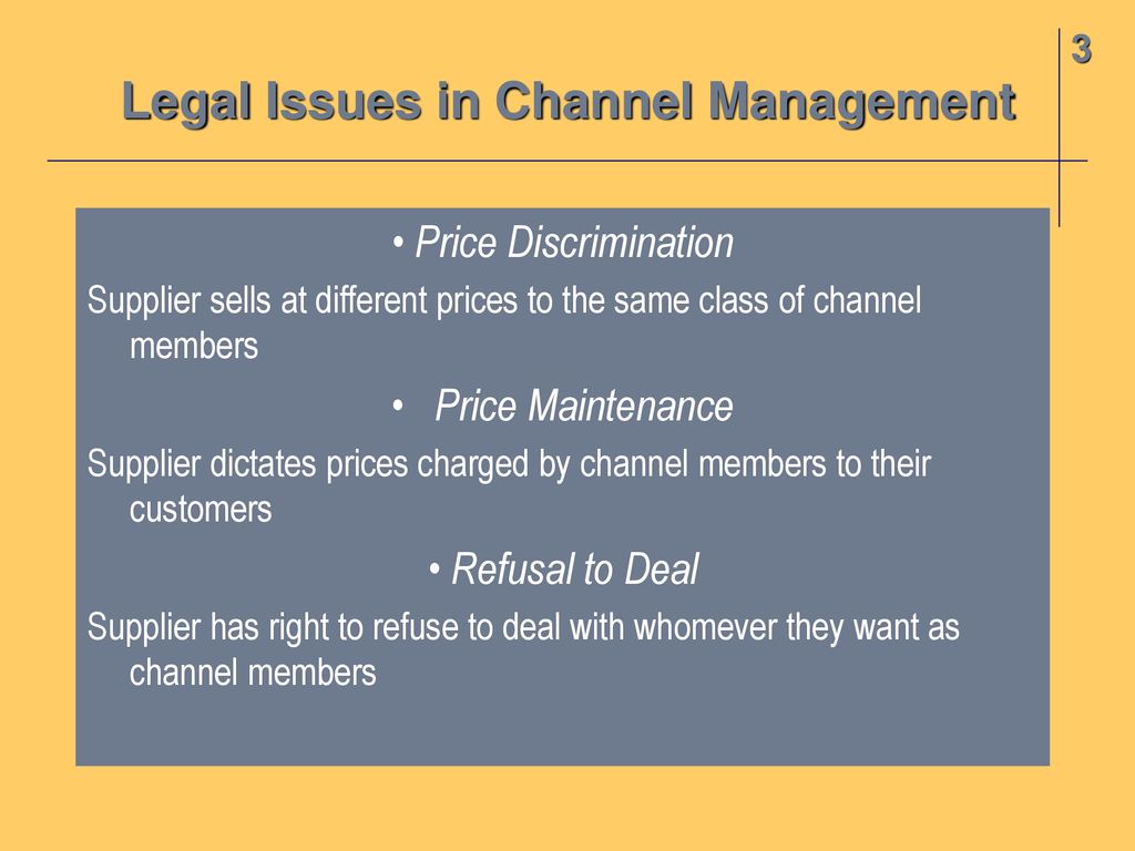 Legal Issues in Channel Management