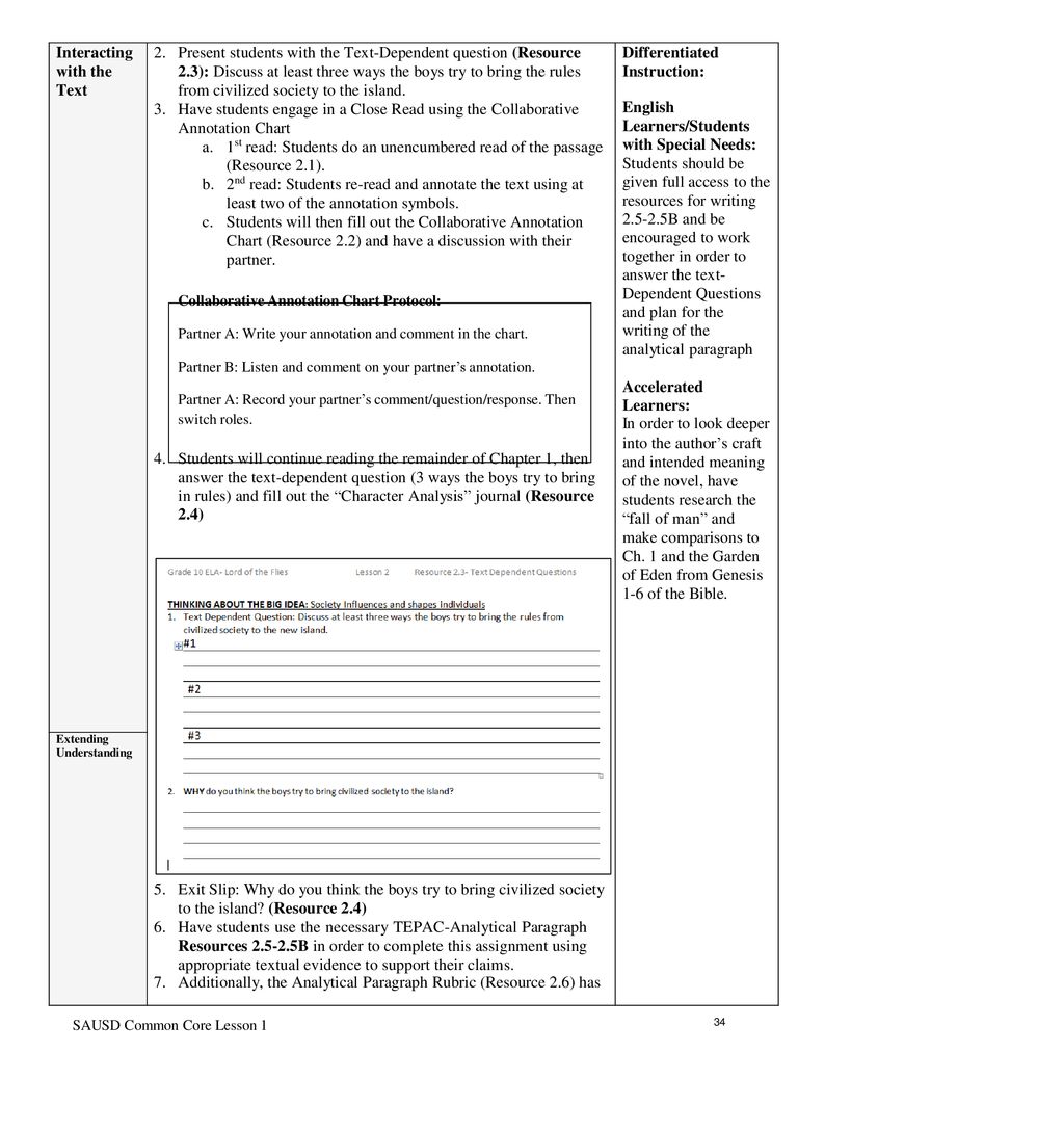 Tepac Analytical Paragraph Chart Answer Key