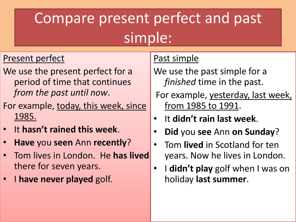 Present perfect past simple video