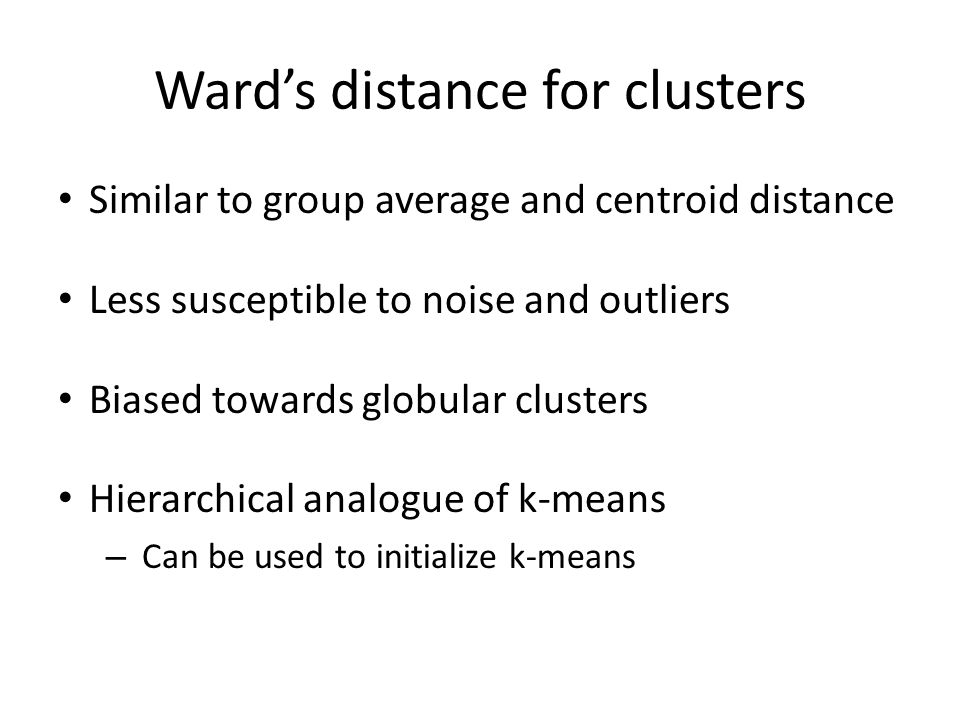 Ward’s distance for clusters