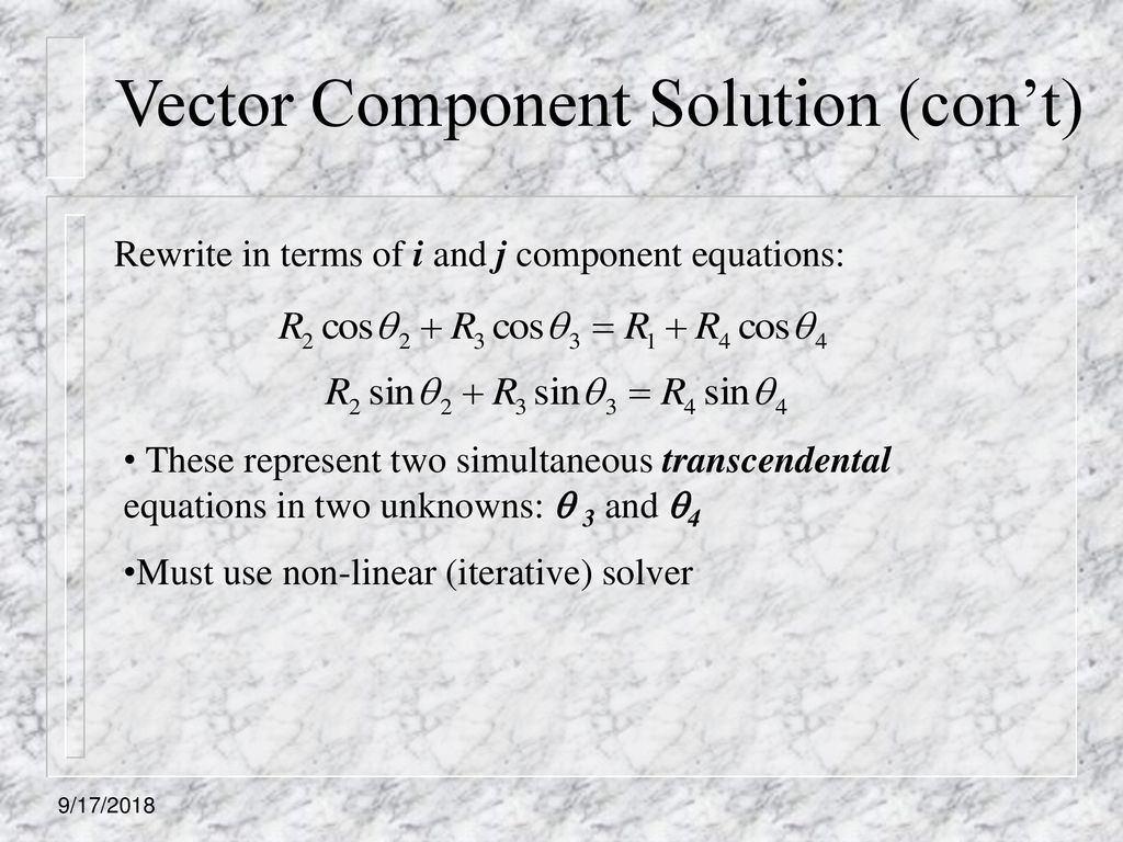 Vector Component Solution (con’t)