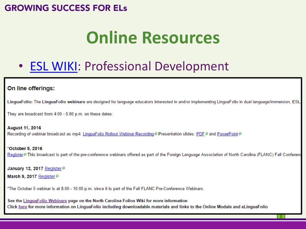 Online Resources ESL WIKI: Professional Development