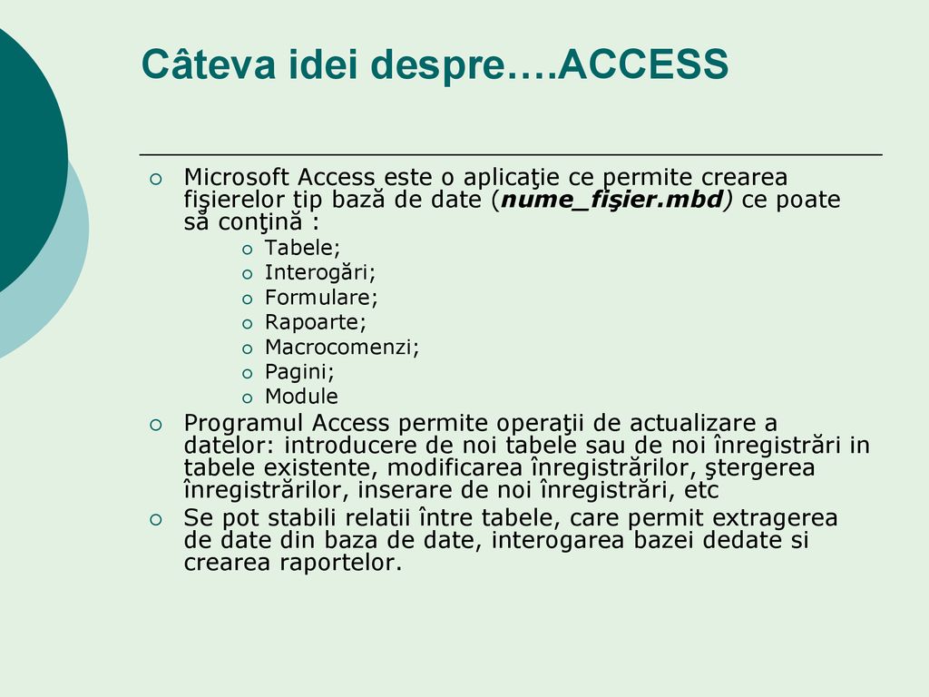 Baze de date cu Microsoft Access - ppt download