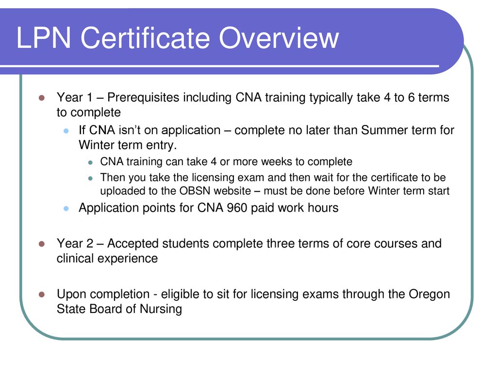 LPN Certificate Overview