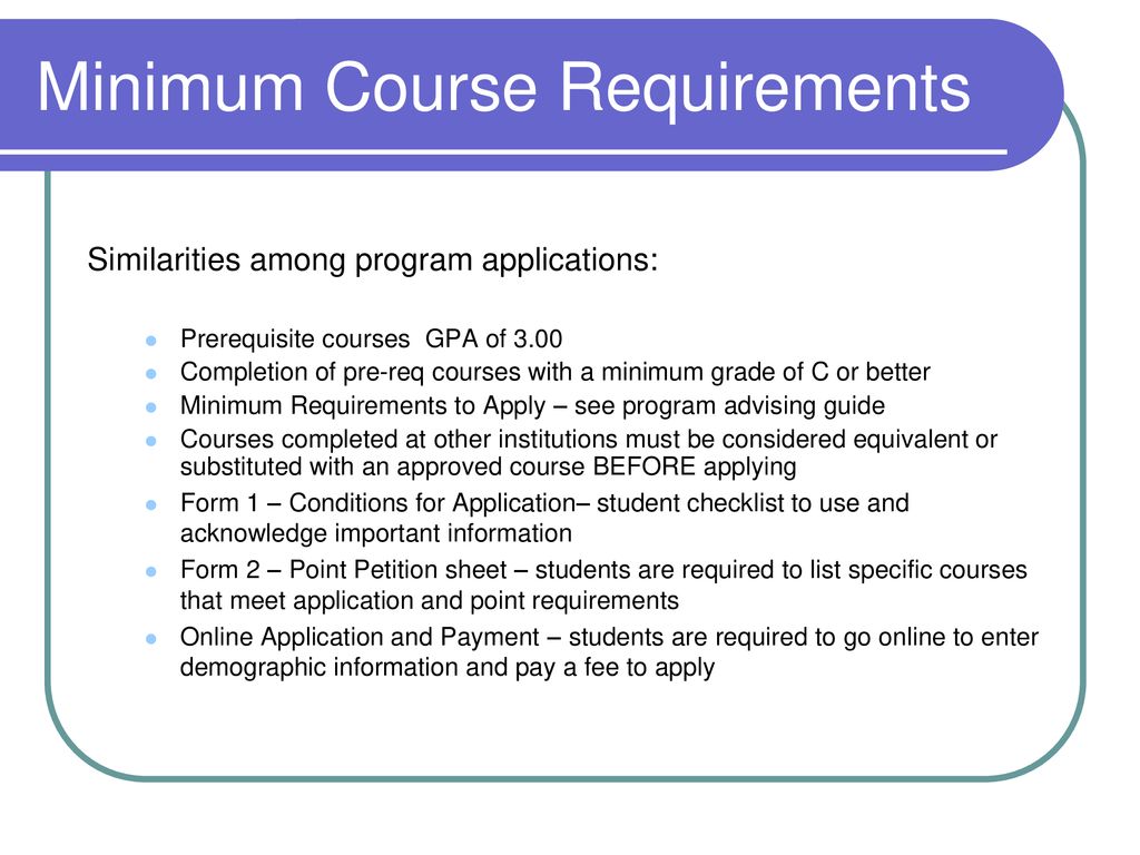 Minimum Course Requirements