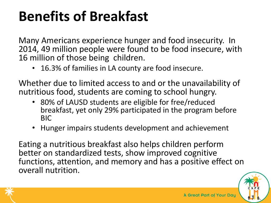 ALL LAUSD Students receive a breakfast and lunch FREE OF CHARGE