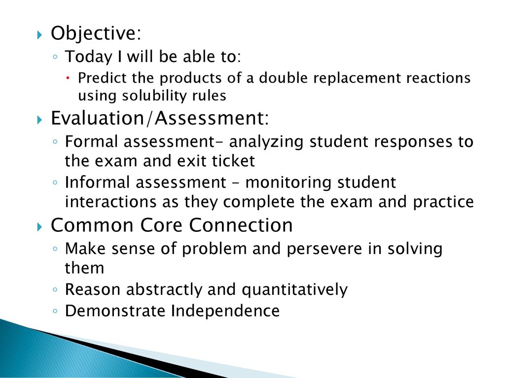 Evaluation/Assessment: