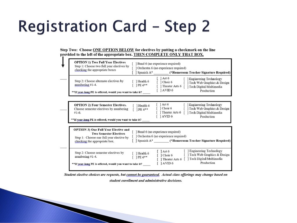 Registration Card – Step 2