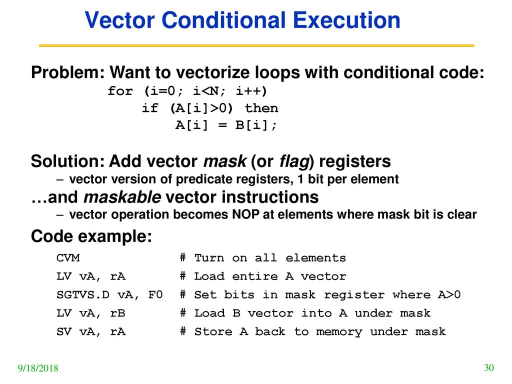 Vector Conditional Execution