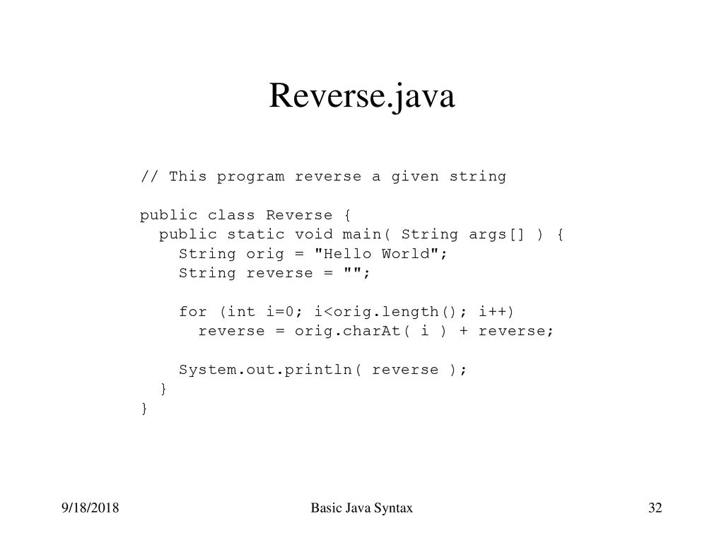 Basic Java Syntax The Java language will be described by working ...