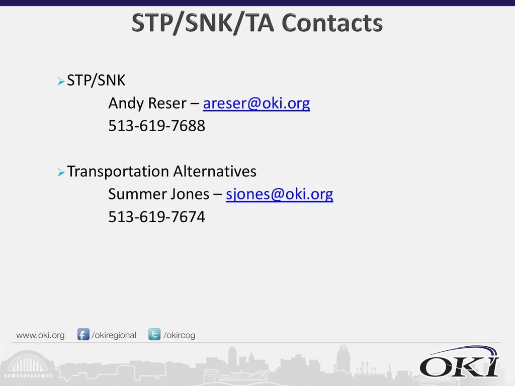 STP/SNK/TA Contacts STP/SNK Andy Reser –