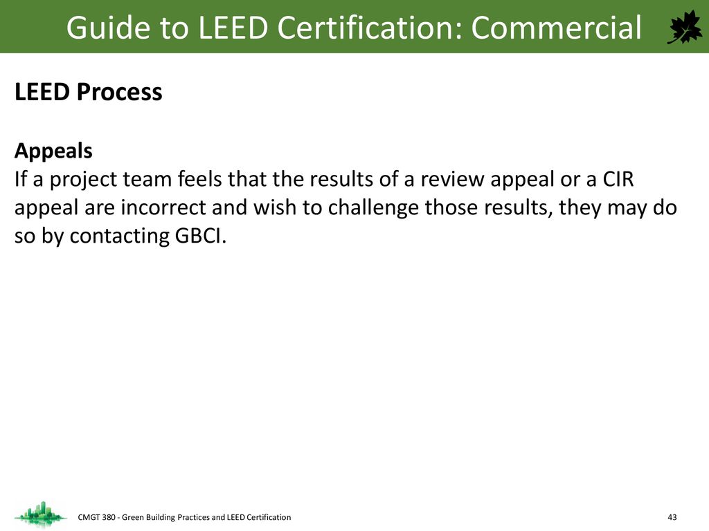 Guide to LEED Certification: Commercial