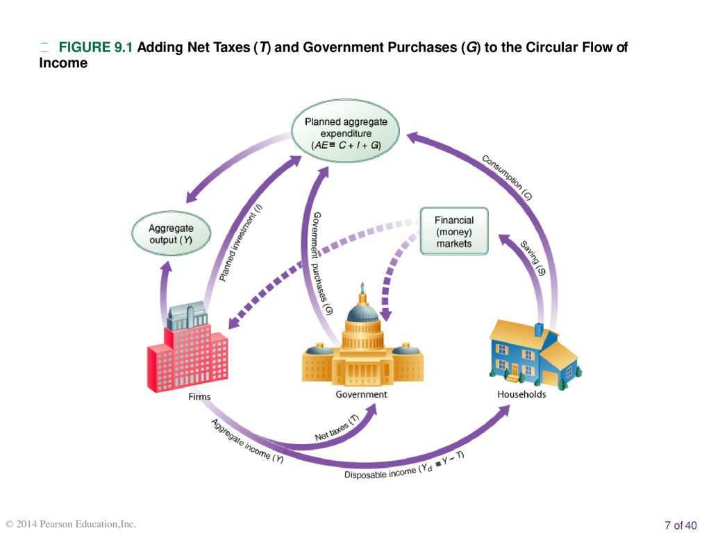  FIGURE 9.1 Adding Net Taxes (T) and Government Purchases (G) to the Circular Flow of