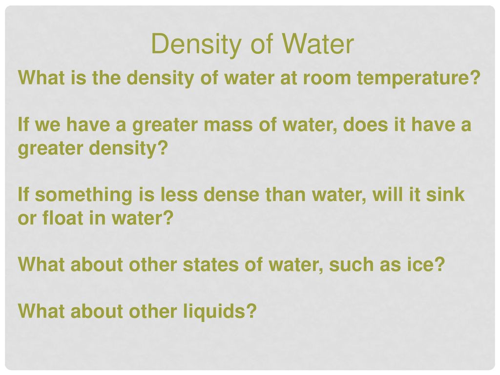 Density Density Is How Much Mass Is In A Certain Volume