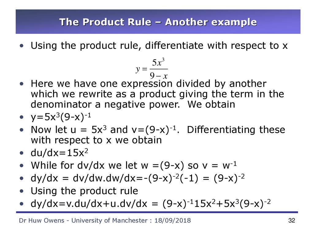 The Product Rule – Another example