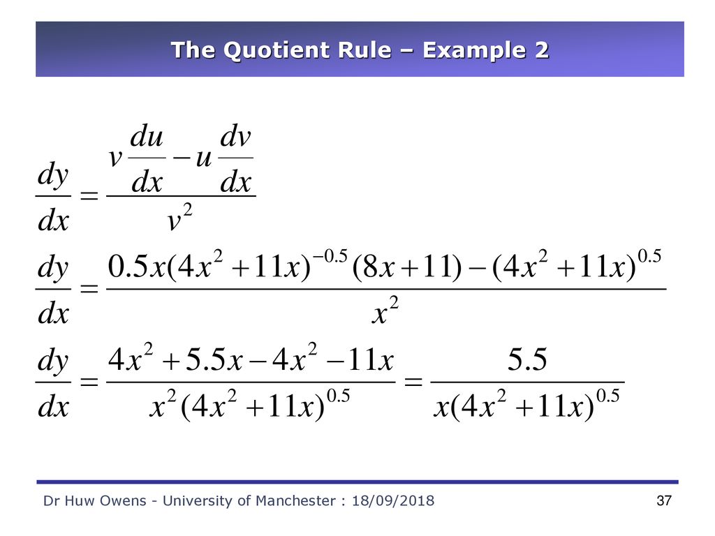 The Quotient Rule – Example 2