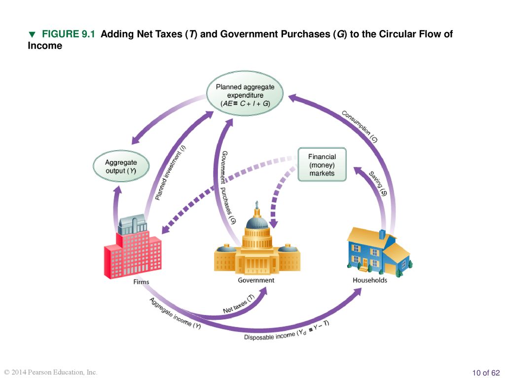  FIGURE 9.1 Adding Net Taxes (T) and Government Purchases (G) to the Circular Flow of Income