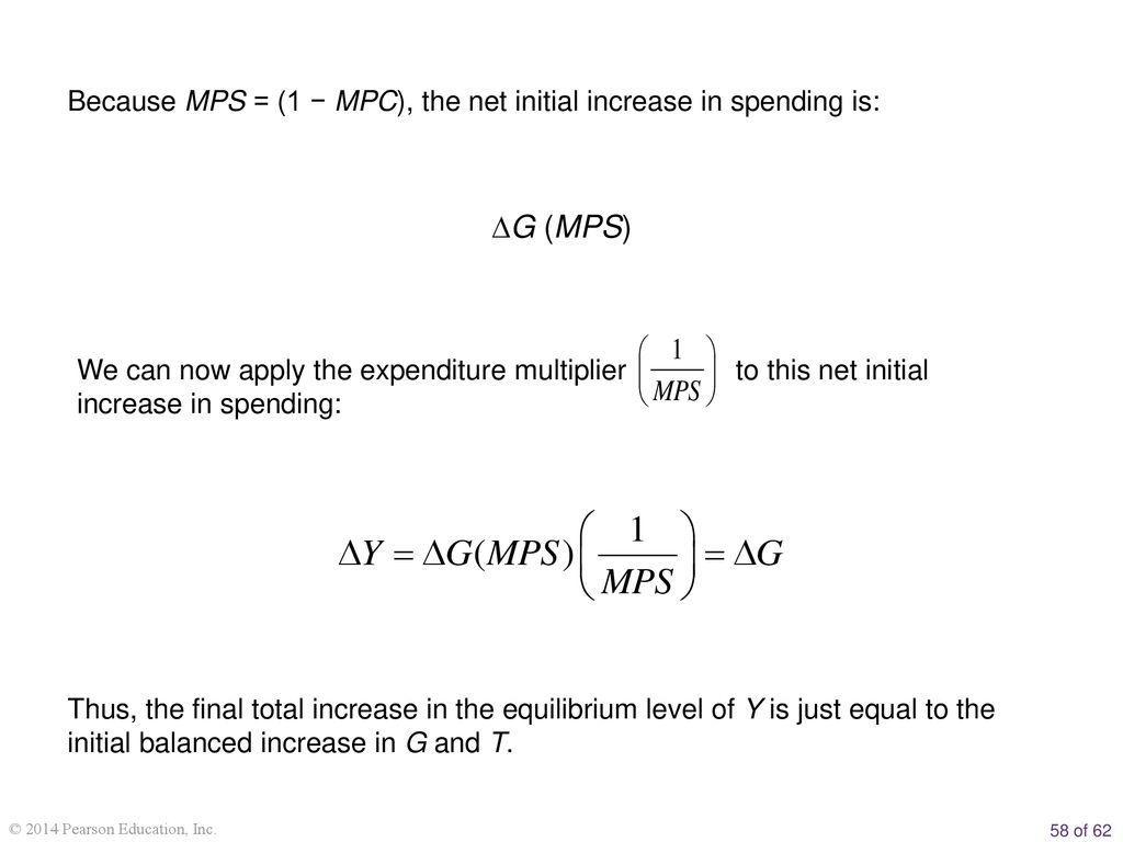 Because MPS = (1 − MPC), the net initial increase in spending is: