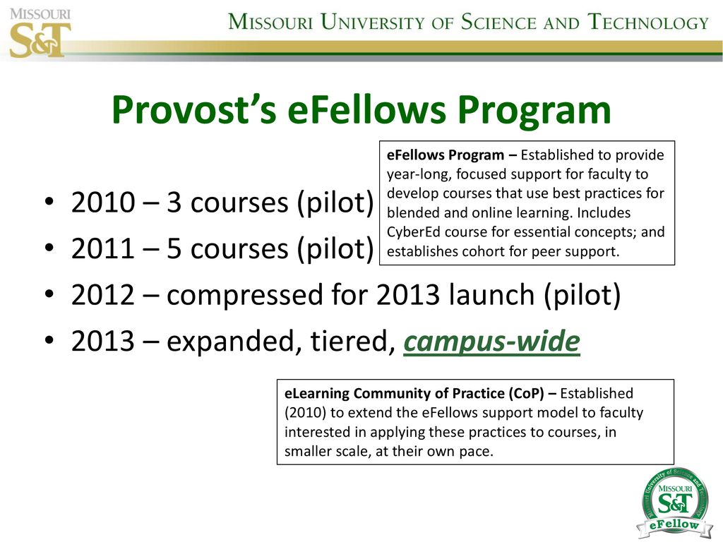 Provost’s eFellows Program